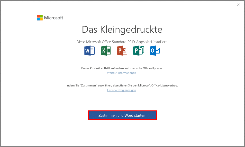 office installation schritt 9